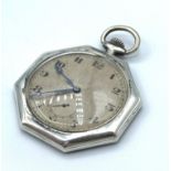 Vintage Octagonal Silver Pocket Watch, working order