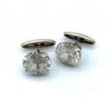 Pair of Vintage 9K White Gold Cufflinks with big stones, weight 9g approx