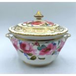 H & R Daniel pink rose Sugar Box with lid pattern no 3915 First Gadroon shape in good condition,