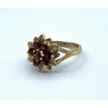 Vintage Floral designed Ring set in 9ct Yellow Gold, size L and weight 2.8g approx