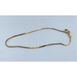 9ct yellow gold basic bracelet, weight 1.25g and 16cm long