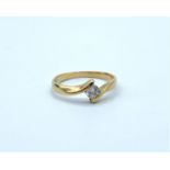 9CT Yellow Gold cross Ring, size P and weight 2g approx