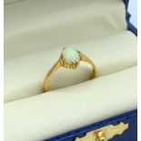 Vintage 22CT Yellow Gold Opal Ring, size I1/2 and weight 2.2g approx