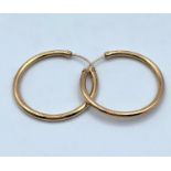Pair of 9CT Rose Gold Hoop Earrings, 3cm diameter and 1.7g weight approx
