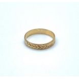 9CT Yellow Gold Ring Band, size K and weight 1.2g