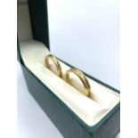 Pair of 18K Yellow Gold Hoop Earrings in original presentation box, weight 2.2g and 2cm diameter
