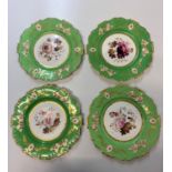 Set of 4 H & R Daniel Plates (pattern no.s 4425 & 4426) each hand painted Plate having a different