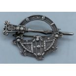 Vintage Silver Celtic Tara Brooch, clear Hallmark for Dublin 1948 perfect condition, 55x35mm approx