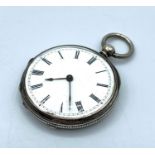 Antique Baume Half Hunter Silver key wind Pocket Watch, gross weight 38.2g and 35mm diameter case