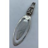 Vintage Silver Bookmark with Rabbit Figure, weight 7.6g and 7.5cm long