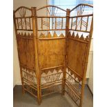 Victorian Cane/Bamboo Folding Screen, H153 x L136cm approx