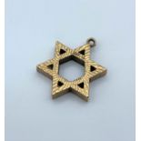 9ct Gold Star of David Charm/Pendant, weight 3.4g and 15mm long