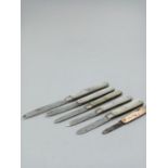 5 x Silver Pen Knives with Mother of Pearl Handles, full Hallmarks on blades (5)