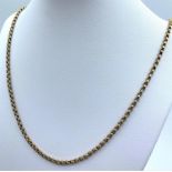 Long 9ct Yellow Gold Belcher Chain Necklace, 80cm long and weight 14.6g approx
