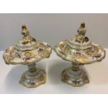 Pair of H & R Daniel Footed Tureens circa 1880 pattern no 8623, 23cm tall and 18cm diameter