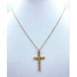 9CT Yellow Gold Crucifix Pendant set in 9ct 44cm long Chain, total weight 2g approx