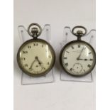 2x Antique Gun Metal Pocket Watches, including a Waite & Son Watchmakers to the Admiralty (2)