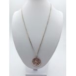 St Christopher Silver Pendant on 50cm long Silver Chain, weight 14g approx