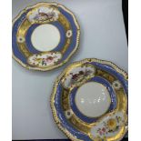 Pair of H&R Daniel first Gadroon shaped Plates with pheasant and floral decoration (2)