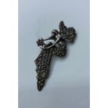 Vintage Silver and silver marcasite Art deco style Brooch and Pendant, in the form of a flower fairy