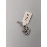 14K White Gold Heart Pendant with key and 0.30cts Diamonds, weight 2.5g (ecn421)