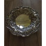 Antique Silver Bowl with stunning heavily embossed repousse work having scroll and floral design,