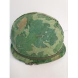 Vietnam War Era US M1 Helmet & Liner with ?Mitchell? reversible camouflage cover.