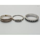 Selection of 3 silver Rings, weight 10g approx (3)