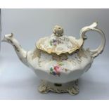 H&R Daniel Bath shape Teapot with Floral theme in good condition