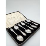 Set of 6x Silver Coffee Spoons in original Velvet lined presentation box, Hallmarked Birmingham