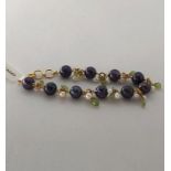 Tahitian Pearls, Peridot and Freshwater Pearls Bracelet with gold plated silver clasp, 8" long and