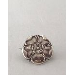 1909-1910 Tudor Rose Silver Brooch, 20mm diameter approx