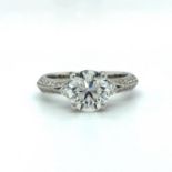 Platinum Ring with GIA certified 2.01ct Diamond (RB G/VVS2), size M and weight 5.8g (DR169)