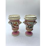 A Pair of H&R Daniel Pink spill Vases circa 1830, 11cm tall in fair condition (2)