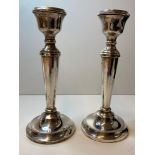 Pair of Silver Candlesticks Tapered Towards Base, base having beading to edge.Good Hallmark