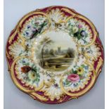 H&R Daniel ornate plate showing 'Cambus Kennett Abbey' near Stirling, pattern no 4168 24cm