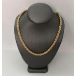 9K Yellow Gold Twist Linked Necklace, weight 6.20g and 16" long approx (ecn271)
