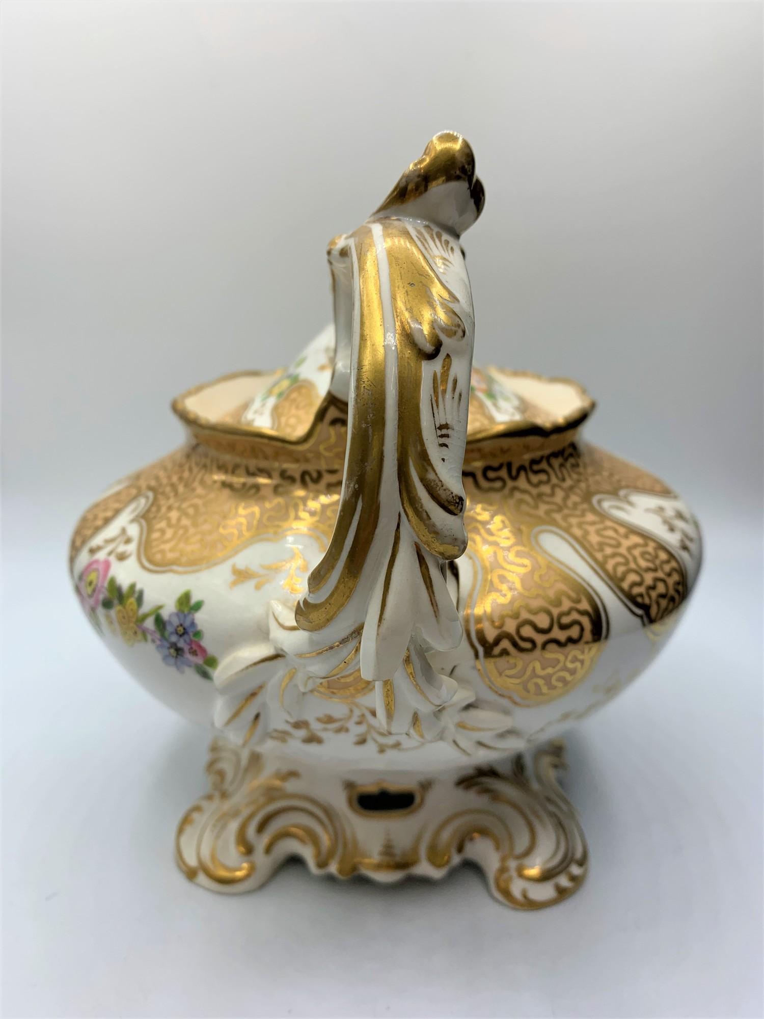 H&R Daniel Ornate Tea pot with dragon head spout and slanting rose on the lid in good condition - Image 2 of 9