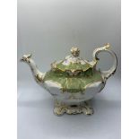 H&R Daniel second bell shape Teapot in good Rococo style with slanted rose on lid in good condition