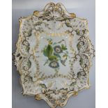 H&R Daniel Floral Platter with baroque style handles and edges pattern no 6752, 29x23cm approx