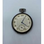 Silver Open faced Pocket Watch, rare slim line top winder with a clear import Hallmark for London