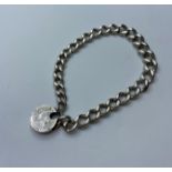 Vintage Silver Bracelet with silver coin padlock, weight 27g and 21cm long approx