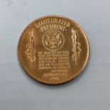 1961 John F Kennedy Bronze inauguration Coin dated January 20th 1961, good condition and 3.3cm