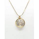 9ct Yellow Gold snake Chain with Diamond set floating Pendant, weight 7.7g and 46cm long chain,