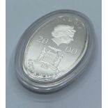 Silver Zambian 4000 Kwacha Coin minted in 2000 and having an Oval shape with coloured picture of