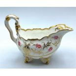 1828 H&R Daniel Shrewsbury shaped Creamer painted with Pink Flower, pattern no 4226, 16cm x 10cm