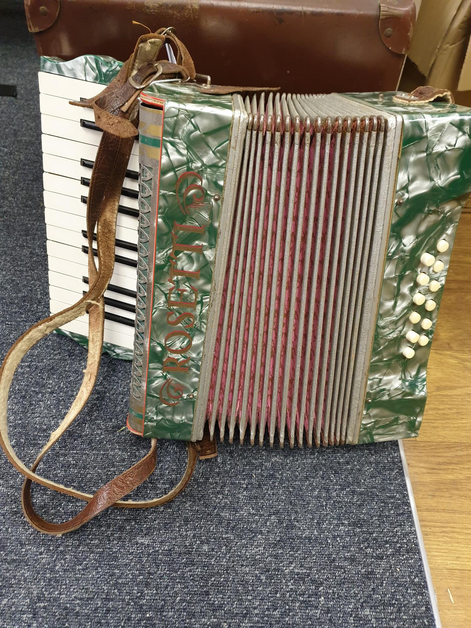 A Vintage 'Rosetts' Accordian, Bellows in good working order but one key needs a new spring, comes - Image 2 of 9