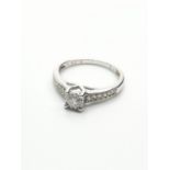 9ct White Gold Diamond Solitaire ring with diamond set shoulders, EGL Cert 0.25ct diamonds, weight