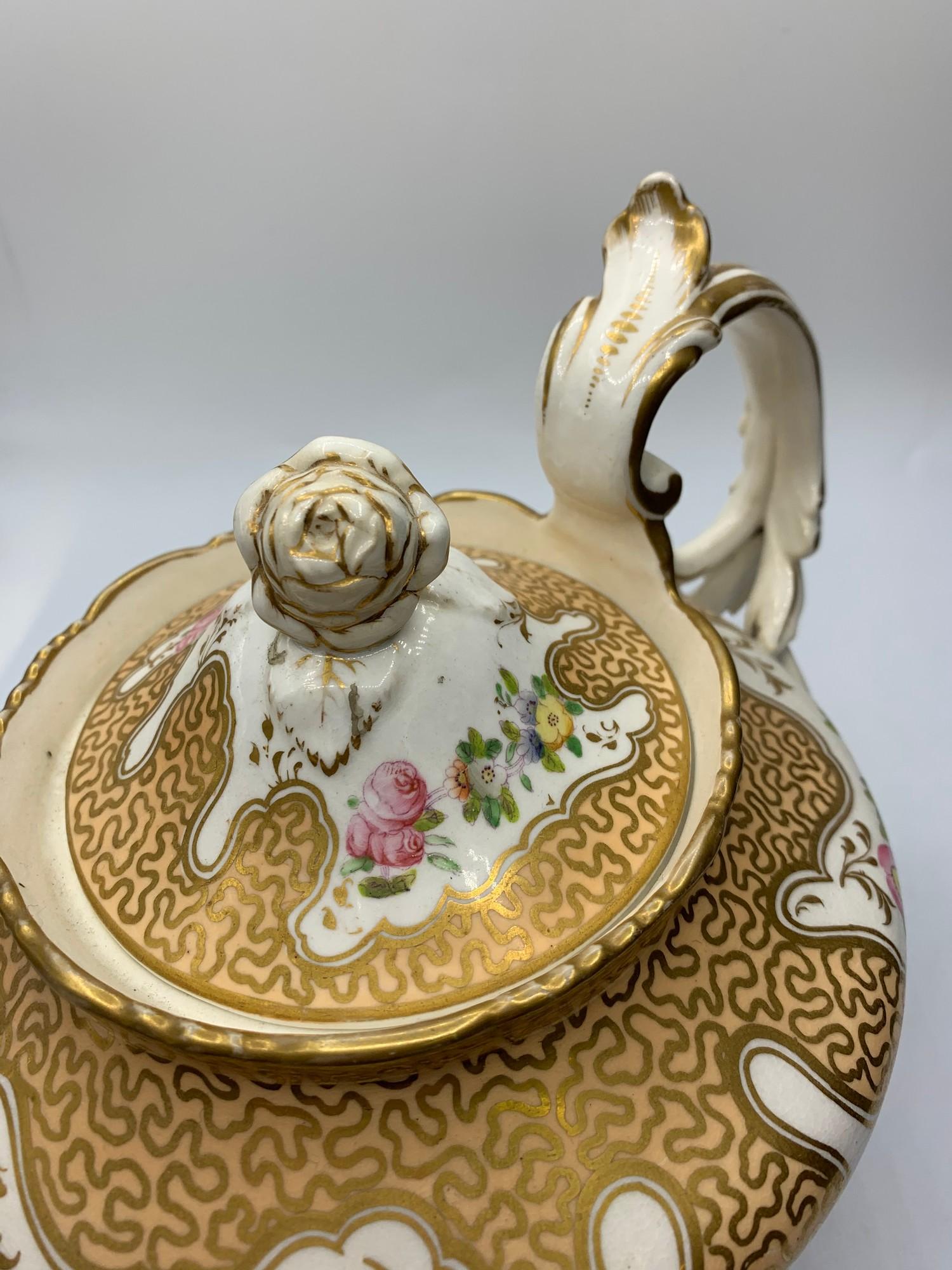 H&R Daniel Ornate Tea pot with dragon head spout and slanting rose on the lid in good condition - Image 5 of 9