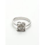 18ct White Gold Diamond Flower Ring with approx 0.38ct diamonds, weight 4.3g and size O